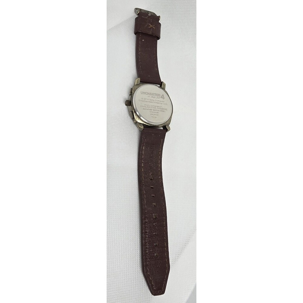 Men's Sony Uncharted 4 A Thief End Round World Map Dial Brown Leather Watch 07 - Picture 8 of 9
